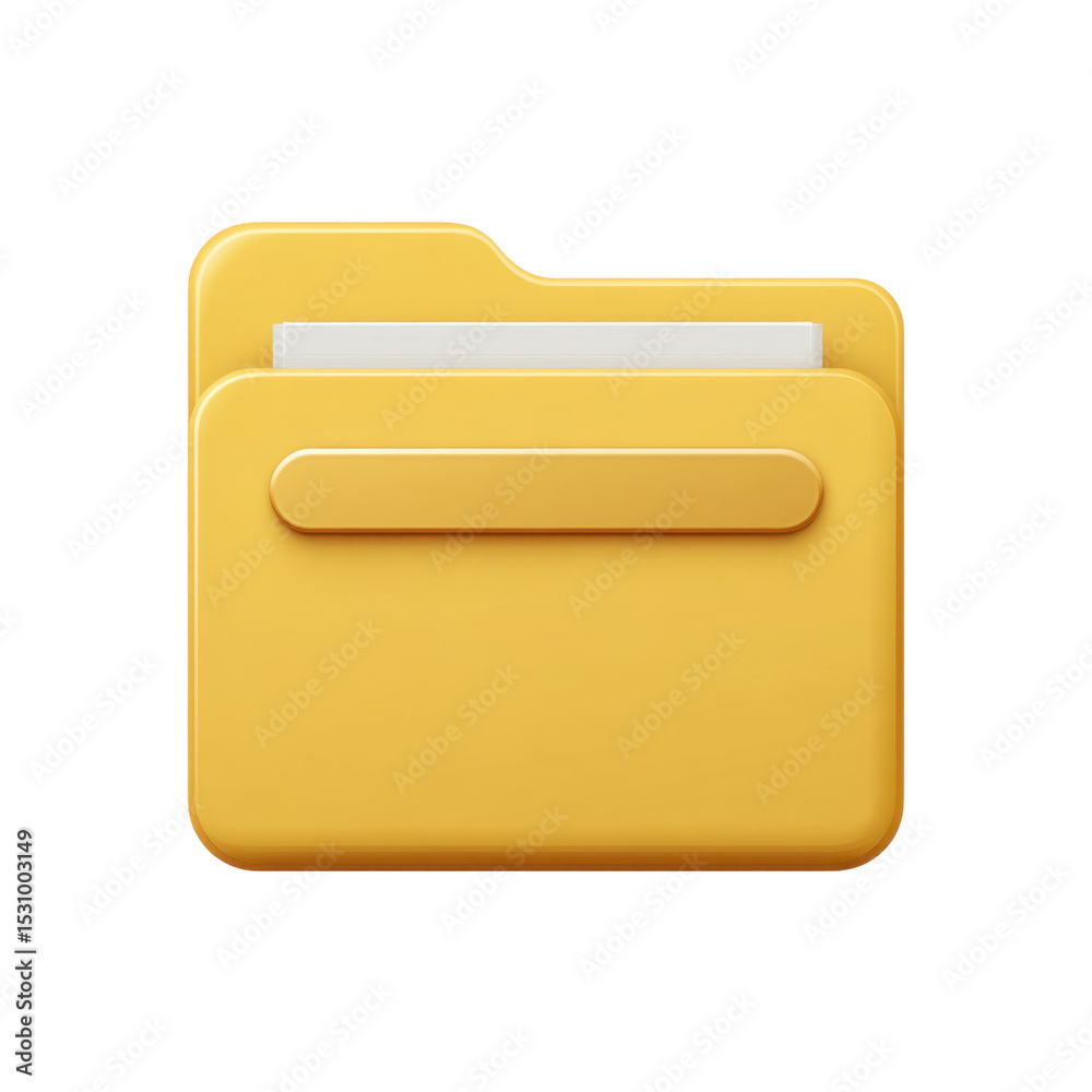 Poster yellow file folder icon with document peeking out for organization and digital storage concepts tran