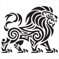 Obraz premium Tribal Lion Silhouette Vector,Tiger Silhouette line art vector illustration on white background,Lion head silhouette vector art illustration