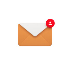 Icon of an envelope with red notification symbol on a white background representing messages and alerts for communication tools Transparent background or png