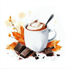 Warm chocolate drink topped with cream