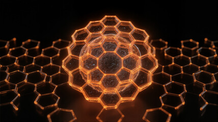 a glass ball with orange lights around it