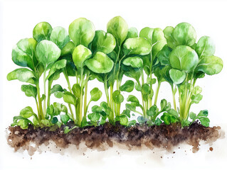 Green seedlings flourishing in a garden bed during the spring season