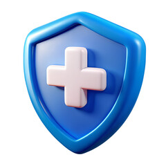 Obraz premium 3D Blue Shield with Cross Icon