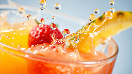 Refreshing Orange Juice Splash with Citrus and Berries – High-Speed Drink Photography