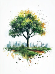 Urban nature blend shows harmony between city life and the environment