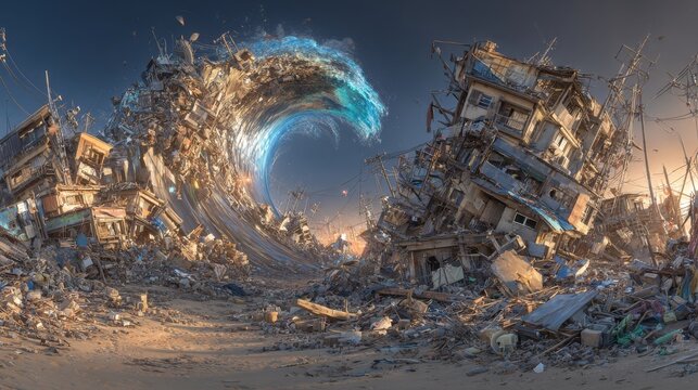 The cyclical pattern of natural disasters and their connection to shifting environmental conditions prompts viewers to think about readiness and resilience