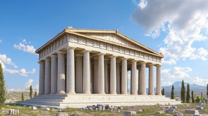 Ancient Greek Temple: Architectural Marvel Under a Sunny Sky