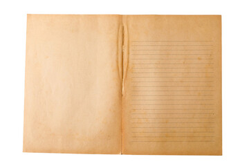 Ancient page with space for writing,old paper manuscript on white .