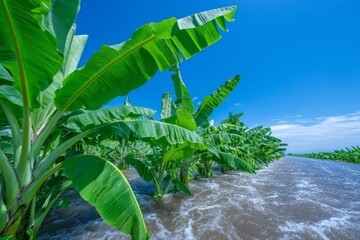Fototapeta na wymiar The idea of natural disasters or global warming encompasses flooding, the agricultural industry, and even something as mundane as bananas, all of which can be impacted by flooding