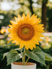 Bright sunflower blooming in a vibrant garden