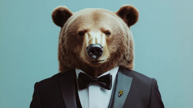 Bear mascot wearing a suit and tie
