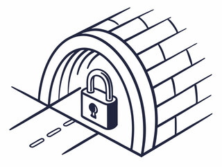 Stylish Minimalist Line Art Icon Of A Secure Tunnel Shape Icon