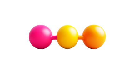 3D share icon with three connected dots and bright color, social link symbol, white background, PNG