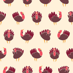 Vector Turkey Seamless Pattern Background for Print Fabric Surface Fashion Wrapping