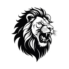 lion Roaring Silhouette black and white vector design 
