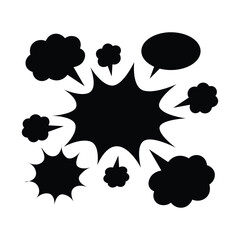 Comic Style Explosion and Speech Bubbles Set