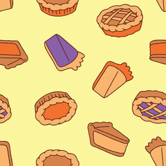 Pie Vector Seamless Pattern Background for Surface Print Fabric Fashion Wrapping