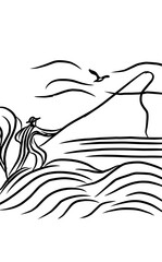 silhouette of a man fishing