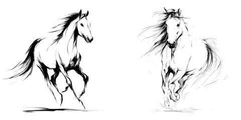 A rearing horse forms a fine modern silhouette with black over white tones