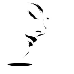Fototapeta premium A woman's face in modern silhouette stands out on a white background