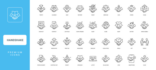 collection handshake icons business social