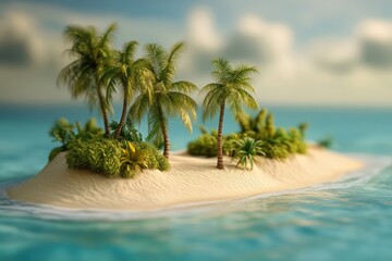 Obraz premium A miniature island paradise with lush vegetation.