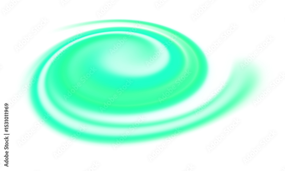 Aufkleber Swirling neon green abstract shape with glossy texture on transparent background. Futuristic and dynamic design element