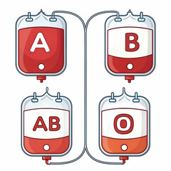 vector set of calendarBags with different blood types A B AB O for donation awareness health campaigns and medical illustrations
