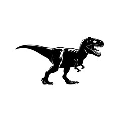 Obraz premium The silhouette of a Dinosaur T-Rex, specifically a Tyrannosaurus, is presented in modern black isolated form