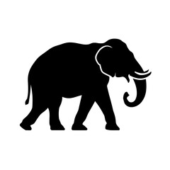 Fototapeta premium Black on white illustration of elephant silhouette icon in modern flat style, formatted as EPS