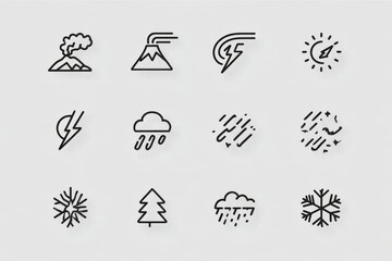 Fototapeta na wymiar Modern graphics of natural disasters are available as editable and resizable line art icons