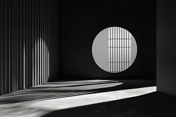 Dark black studio background with light beams for product display. Floor and wall backdrop.