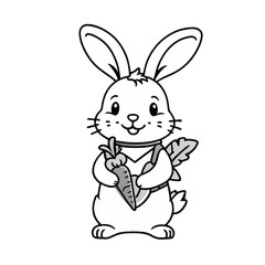 Obraz premium にんじんを持つうさぎ｜Rabbit Holding Carrots