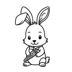 Obraz premium にんじんを持つうさぎ｜Rabbit Holding Carrots