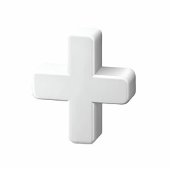 Fototapeta premium White 3 D Plus Sign Transparent Background plus symbol