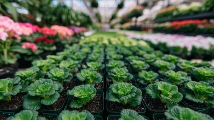 A state-of-the-art greenhouse, illuminated by the gentle radiance of simulated sunlight, flourishes with vibrant green crops, tended by robotic limbs and sophisticated watering systems, embodying a