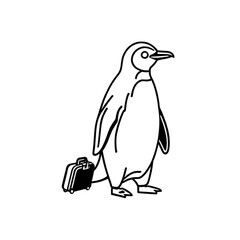 Fototapeta premium スーツケースを引くペンギン｜Penguin with Suitcase