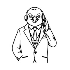 スマホを持つスズメのビジネスマン｜Sparrow Businessman with Smartphone