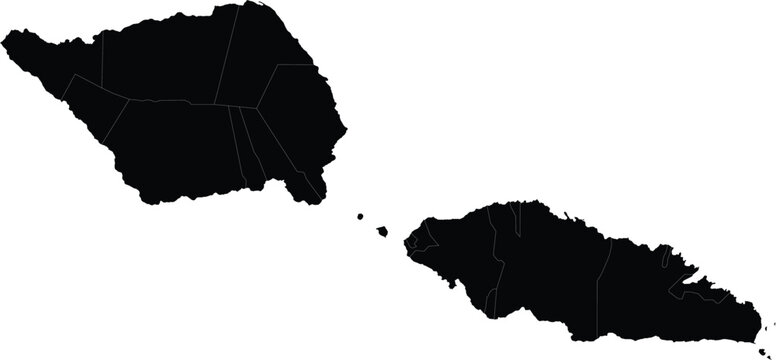 vector map silhouette of samoa with island borders, black isolated country shape on white background


