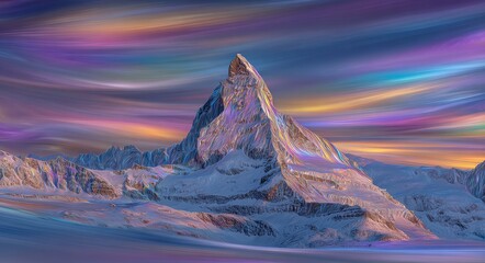 The Matterhorn Peak is majestic at sunrise with a colorful sky over the mountain range