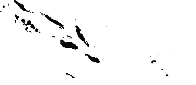 vector map silhouette of solomon islands with provincial borders, black isolated shape on white background

