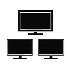 Realistic Set With Blank TV Frames Black LED Display
