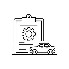 Car Repair and Maintenance Checklist Icon in Black and White