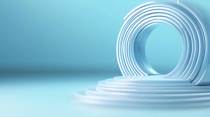 Fototapeta premium Abstract design featuring spiraling shapes and soft blue tones, perfect for backgrounds and modern artwork.