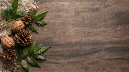 Beautiful Christmas Background Featuring Pine Cones Perfect for Festive Celebrations and Text Space