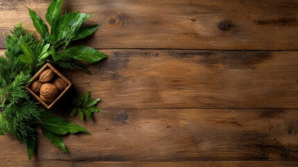 A Beautiful Wooden Table Displaying Fresh Herbs Perfect for Your Culinary Adventures