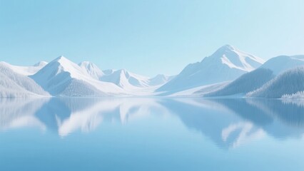 Fototapeta premium Snow-Capped Mountains Reflected in Calm Water Under Clear Sky