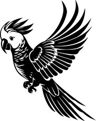 Cockatoo Vector Illustration, Tropical Parrot Bird in Flat Style