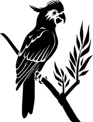 Cockatoo Vector Illustration, Tropical Parrot Bird in Flat Style