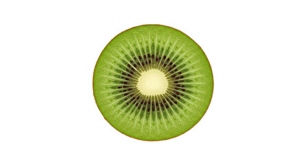 Fresh kiwi fruit slice close up shot for healthy eating and vitamin c rich diet concept image detail view on transparent background